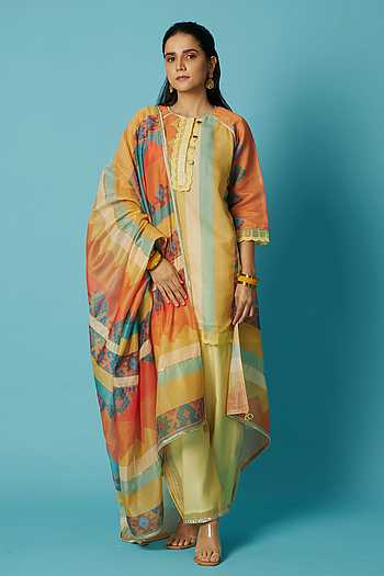 Stripe Print Kurta Set