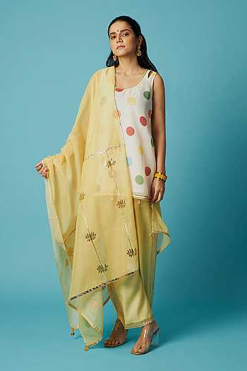 Polka Dot Print Kurta Pant Set