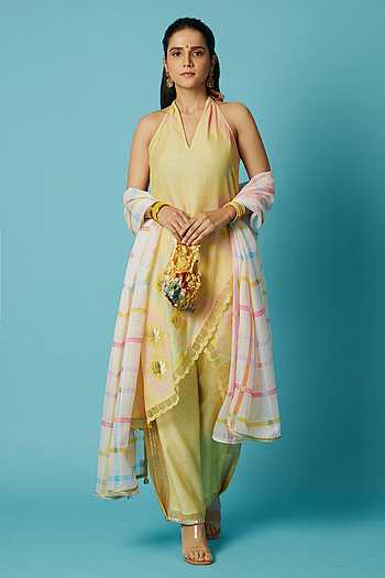 Halter Neck Printed Kurta Set
