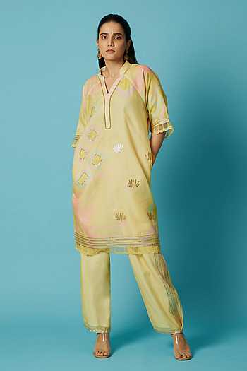 Printed Chanderi Kurta & Pant Set