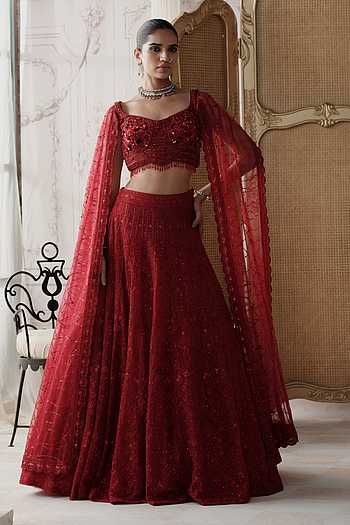 Crimson Etoile Embroidered Lehenga Set