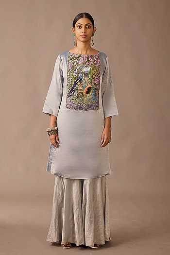 Roma Stripes Embroidered Kurta & Sharara Set