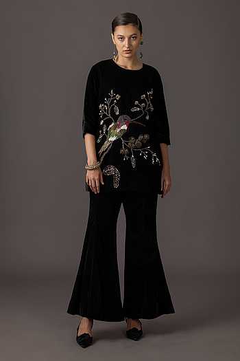Namib Red Embroidered Top & Pant Set