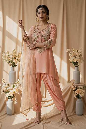 Resham Embroidered High-Low Kurta Set