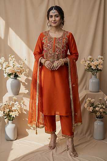 Floral Resham Embroidered Kurta Set