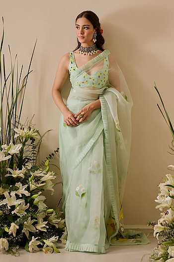 Ariel Floral Sequin Work Saree With Blouse