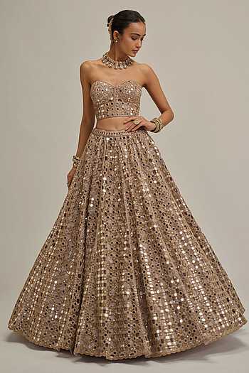 Mirror Cutwork Corset With Lehenga