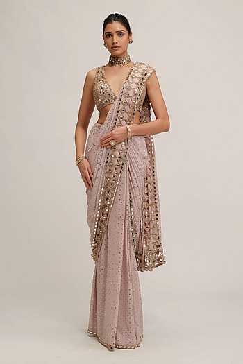 Cutwork Bordered Saree With Blouse