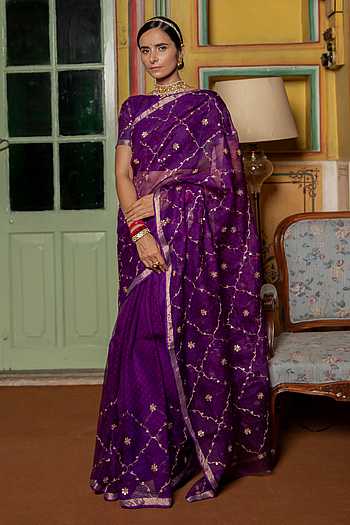 Gota Patti Embroidered Saree With Blouse