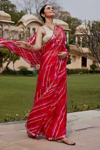 Leheriya Pattern Saree With Blouse