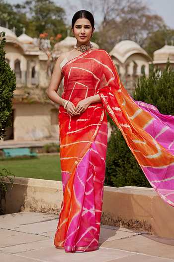 Leheriya Woven Saree With Blouse