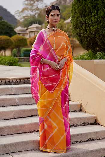 Hand Dyed Saree With Blouse