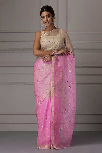 Gota Jaal Work Saree With Blouse