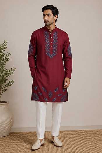 Leaves Patchwork Embroidered Kurta Set