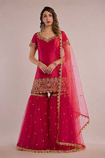 Embroidered Kurta Gharara Set