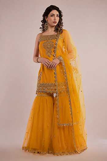 Sequin Embroidered Kurta Gharara Set