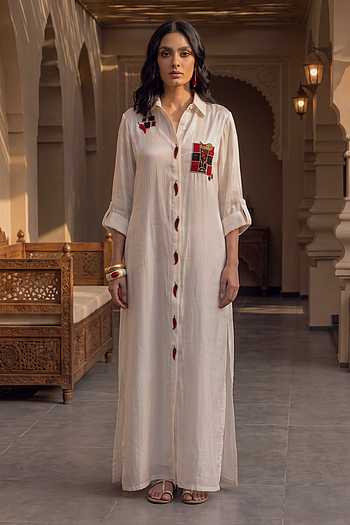 Picante Hand Embroidered Long Shirt Dress