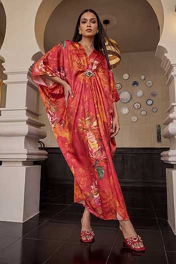 Pink Floral Pattern Kaftan
