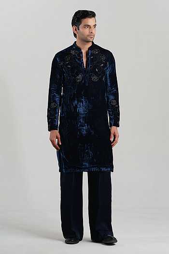 Velvet Reverie Embroidered Kurta Set