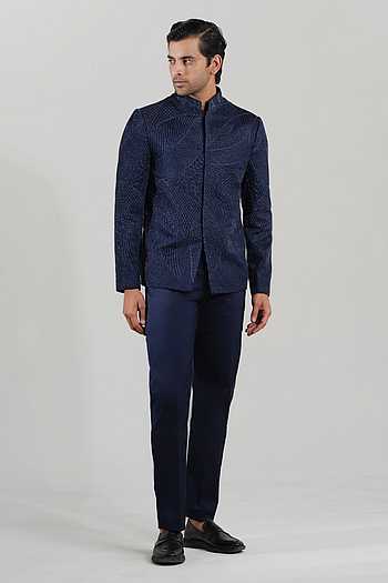 Night Fall Embroidered Bandhgala Set