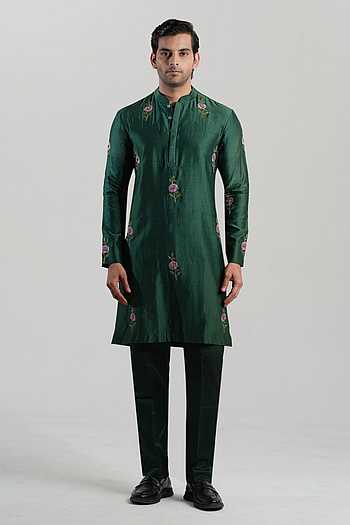 Emerald Bloom Embroidered Kurta Set