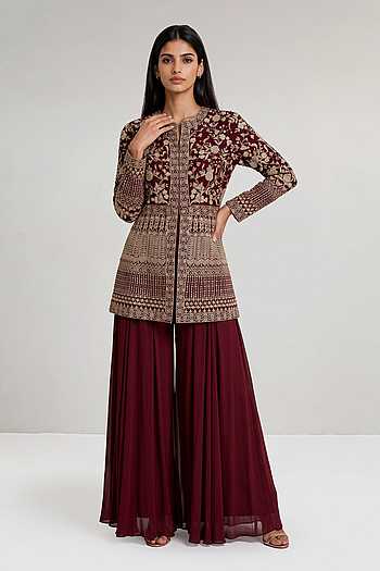 Hand Embroidered Jacket & Palazzo Set