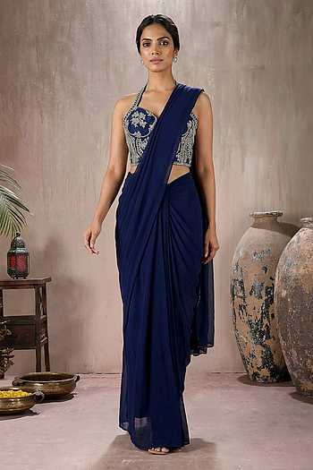 Embroidered Corset With Pre-Draped Saree