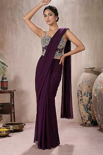 Pre-Draped Saree With Embroidered Corset
