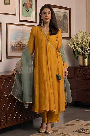 Neckline Embroidered Angarkha Set