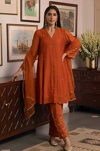 Zari Placement Embroidered Kurta Set