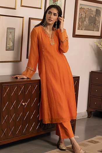 Placement Embroidered Kurta Set