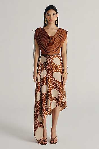 Inaya Cowl Neck Top & Skirt Set