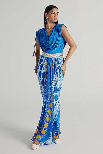 Zayn Cowl Draped Top & Skirt Set