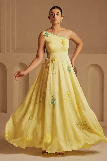 One Shoulder Embroidered Gown