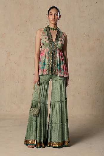 Emerald Flow Printed Top & Pant Set