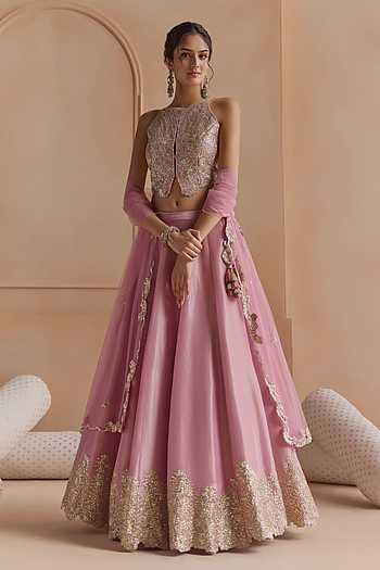 Border Embroidered Lehenga Set