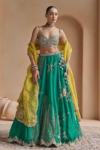 Embroidered Blouse Lehenga Set