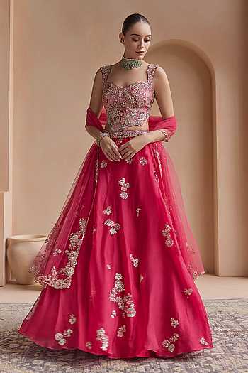 Cut Ruby Embroidered Lehenga Set