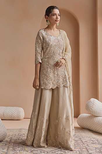 Zardozi Work Kurta Sharara Set