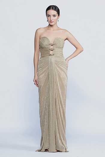 Etoile Gold Draped Gown