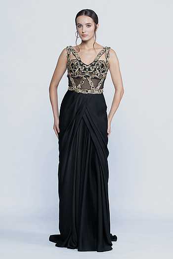 Midnight Majesty Embroidered Gown