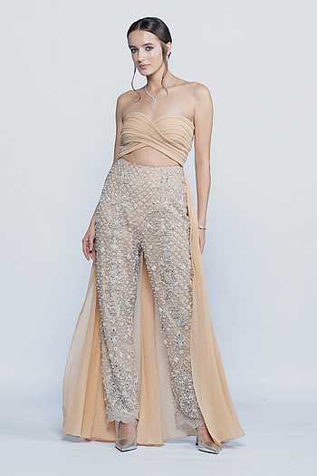 Celeste Blush Embroidered Pant & Bustier Set
