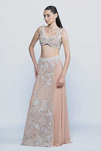Blush Eclat Embroidered Bustier & Skirt Set