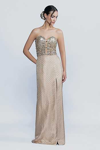 Opaline Crystal Corset Slit Gown