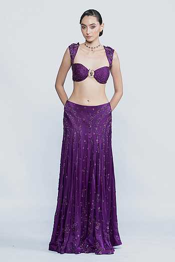 Amethyst Embellished Bustier & Panel Skirt Set