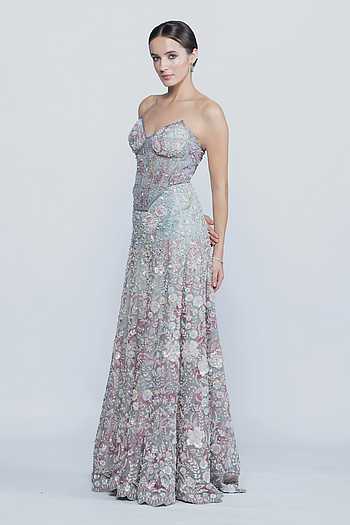 Aurora Bloom Embroidered Corset Gown
