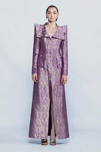 Imperial Amethyst Brocade Coat Dress