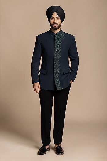 Placket Embroidered Bandhgala & Pant Set