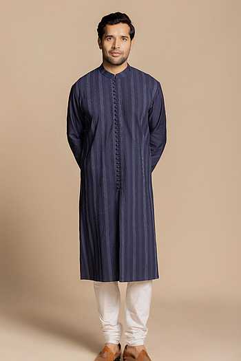 Pintucked Cotton Silk Kurta Set