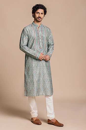 Sage Mirror Work Kurta Set